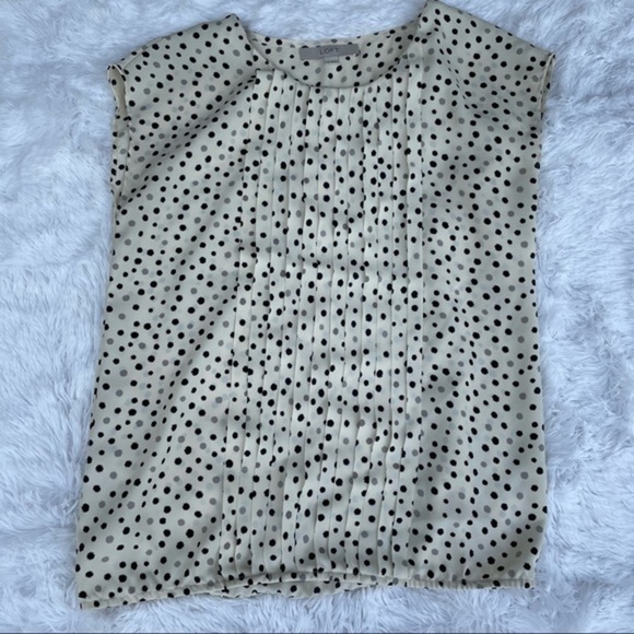 LOFT Cream Pleated Starbust Sleeveless Blouse XS - Picture 5 of 12